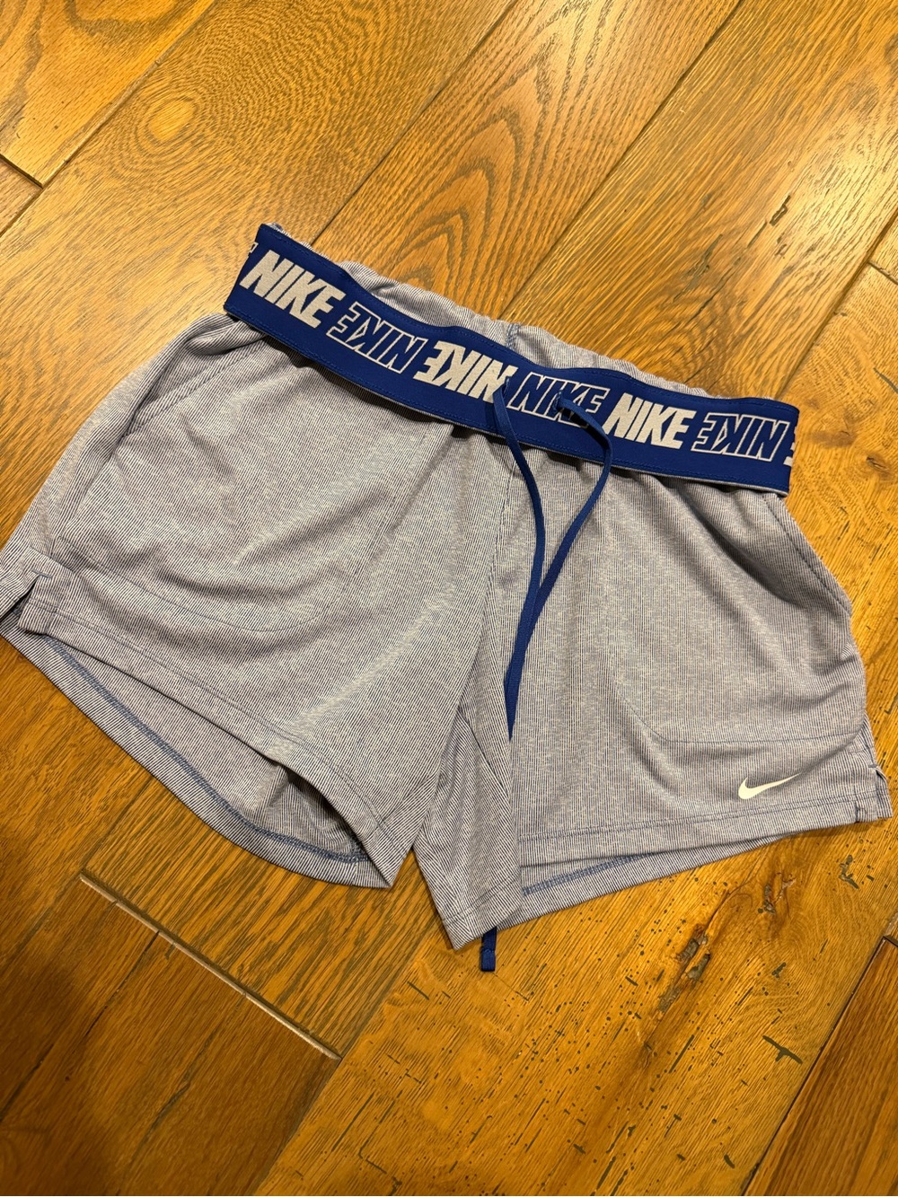 Nike Women's Heather Blue Performance Shorts with Branded Waistband